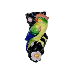 1940's Ceramic Parrot Wall Pocket Japan Colorful Vintage Gallery Wall